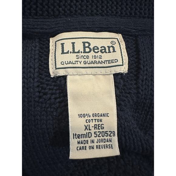 LL Bean Men's Bean's Heritage Soft Cotton Fisherman Sweater Full-Zip Navy XL - Picture 8 of 12